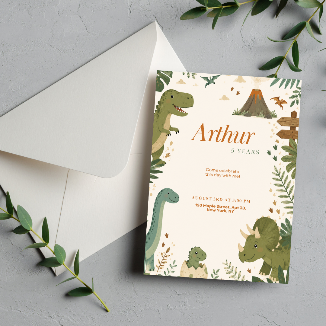 Dinosaur Birthday Invitation Template