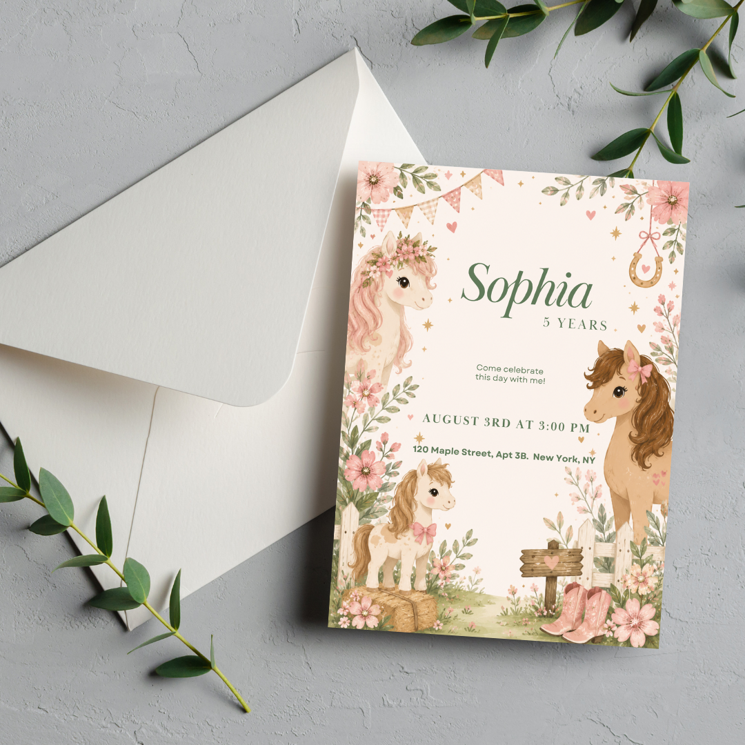 Poneis Birthday Invitation Template