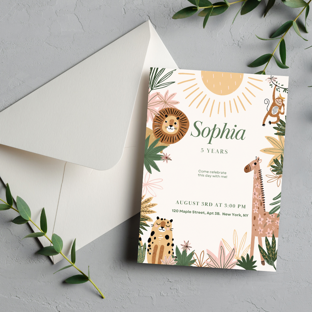 Safari Birthday Invitation Template