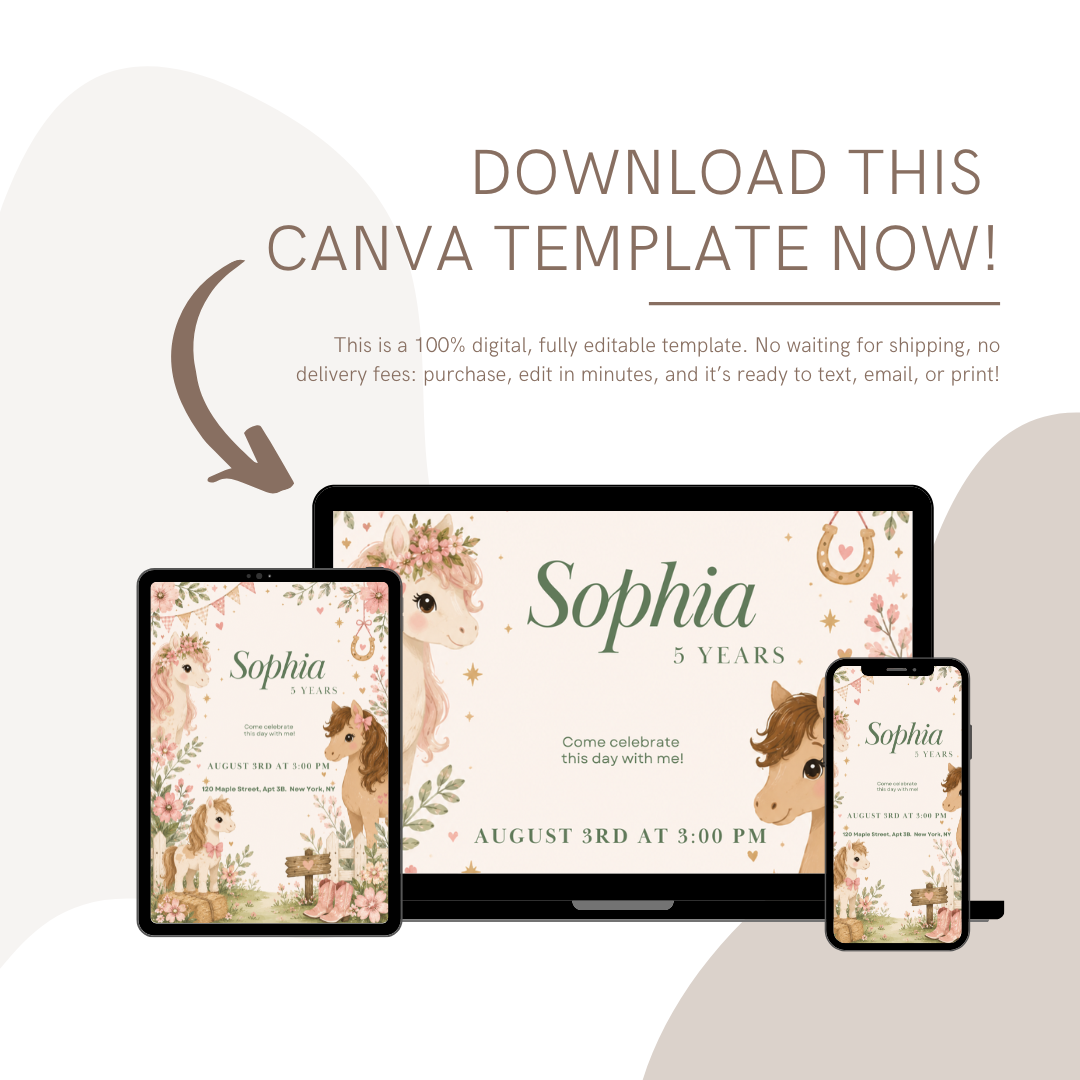 Poneis Birthday Invitation Template