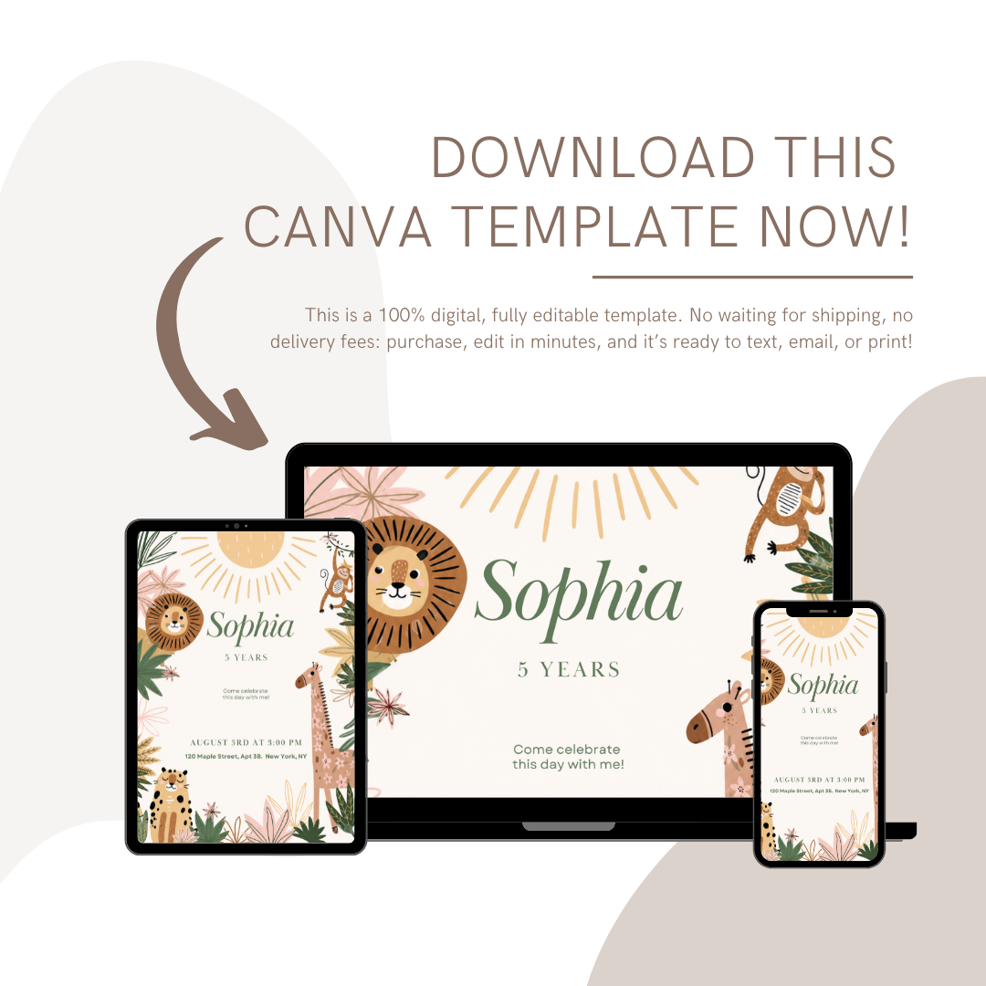 Safari Birthday Invitation Template